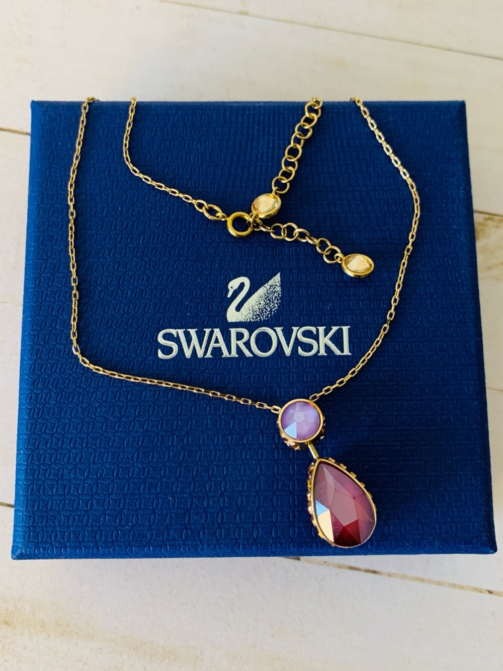 $165 Swarovski Chroma Crystal Reversible Pendant Rose Gold Necklace 5619786